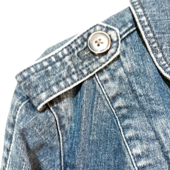 Motto Denim Jacket Button Details & Front Pockets Medium Wash Size Juniors XL - Picture 4 of 7